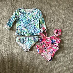 Girls Lilly Pulitzer 1 bikini 1 rashguard set size 7